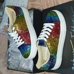 Blue by Betsey Johnson Sidny Rainbow Rhinestone Platform sneakers